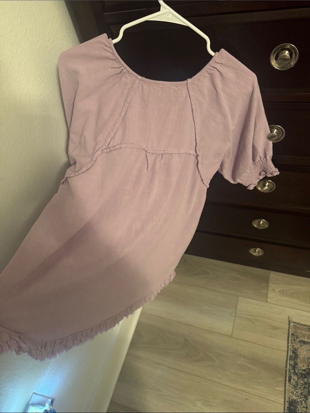Umgee Lavender Ruffled Hem Puff Sleeve Blouse - Picture 4 of 4